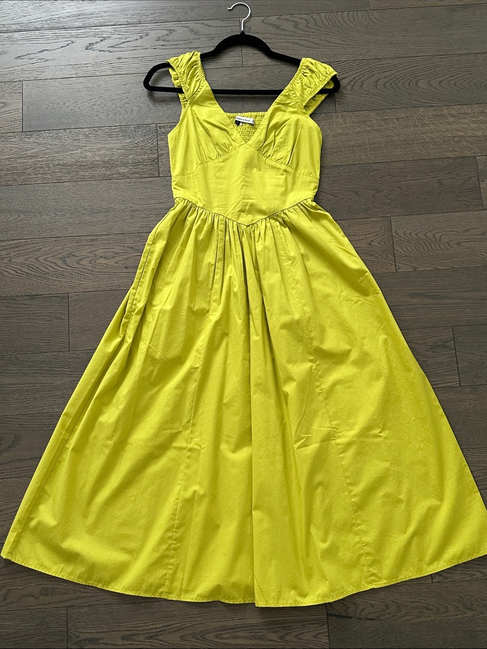 Abercrombie & Fitch Bright Yellow Midi Dress with Pockets